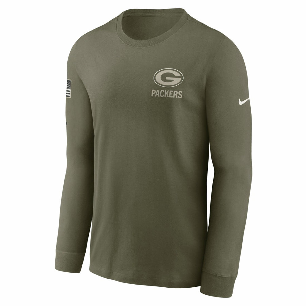 Green Bay Packers 2025 Salute to Service Sideline Long Sleeve T-Shirt Olive | Nike for Sale