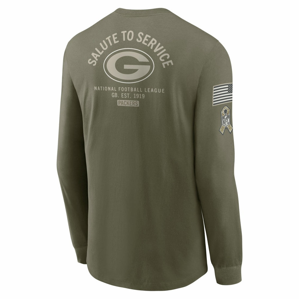Green Bay Packers 2025 Salute to Service Sideline Long Sleeve T-Shirt Olive | Nike for Sale