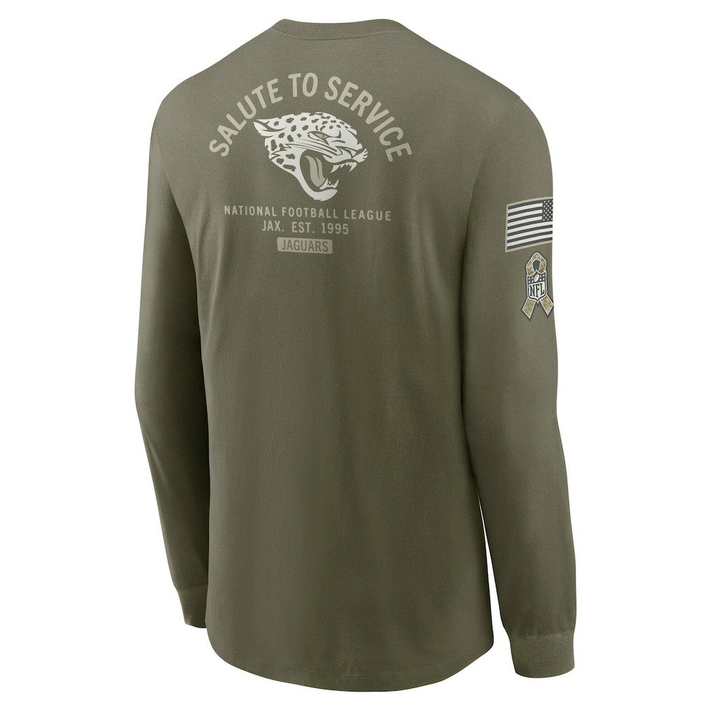 Jacksonville Jaguars 2025 Salute to Service Sideline Long Sleeve T-Shirt Olive | Nike for Sale