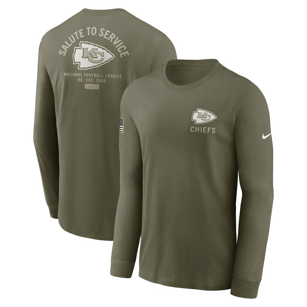 Kansas City Chiefs 2025 Salute to Service Sideline Long Sleeve T-Shirt Olive | Nike for Sale