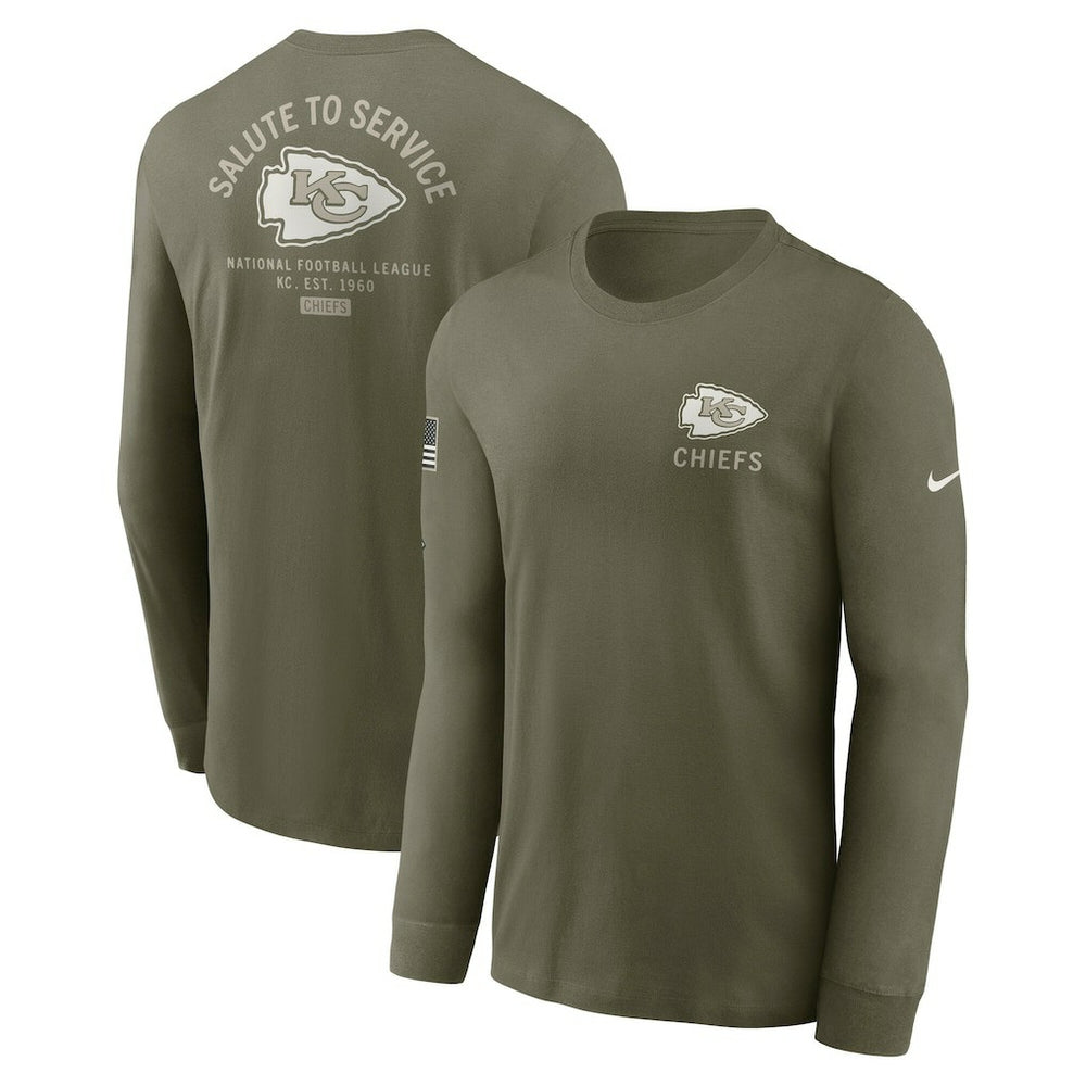 Kansas City Chiefs 2025 Salute to Service Sideline Long Sleeve T-Shirt Olive | Nike for Sale