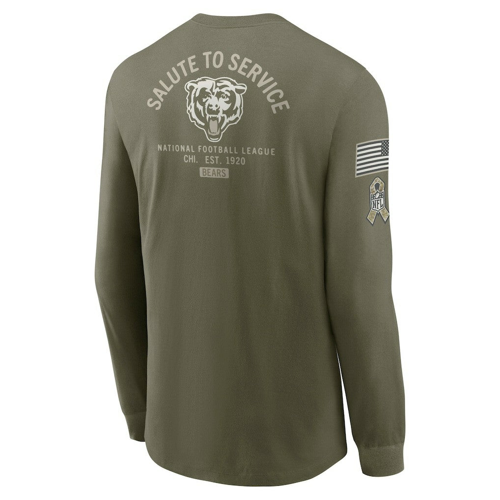 Chicago Bears 2025 Salute to Service Sideline Long Sleeve T-Shirt Olive | Nike for Sale