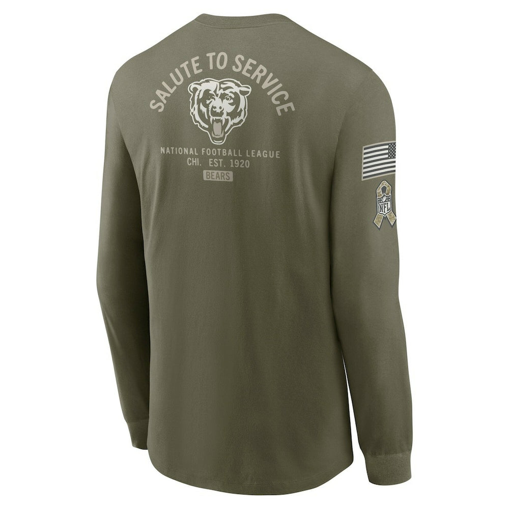Chicago Bears 2025 Salute to Service Sideline Long Sleeve T-Shirt Olive | Nike for Sale