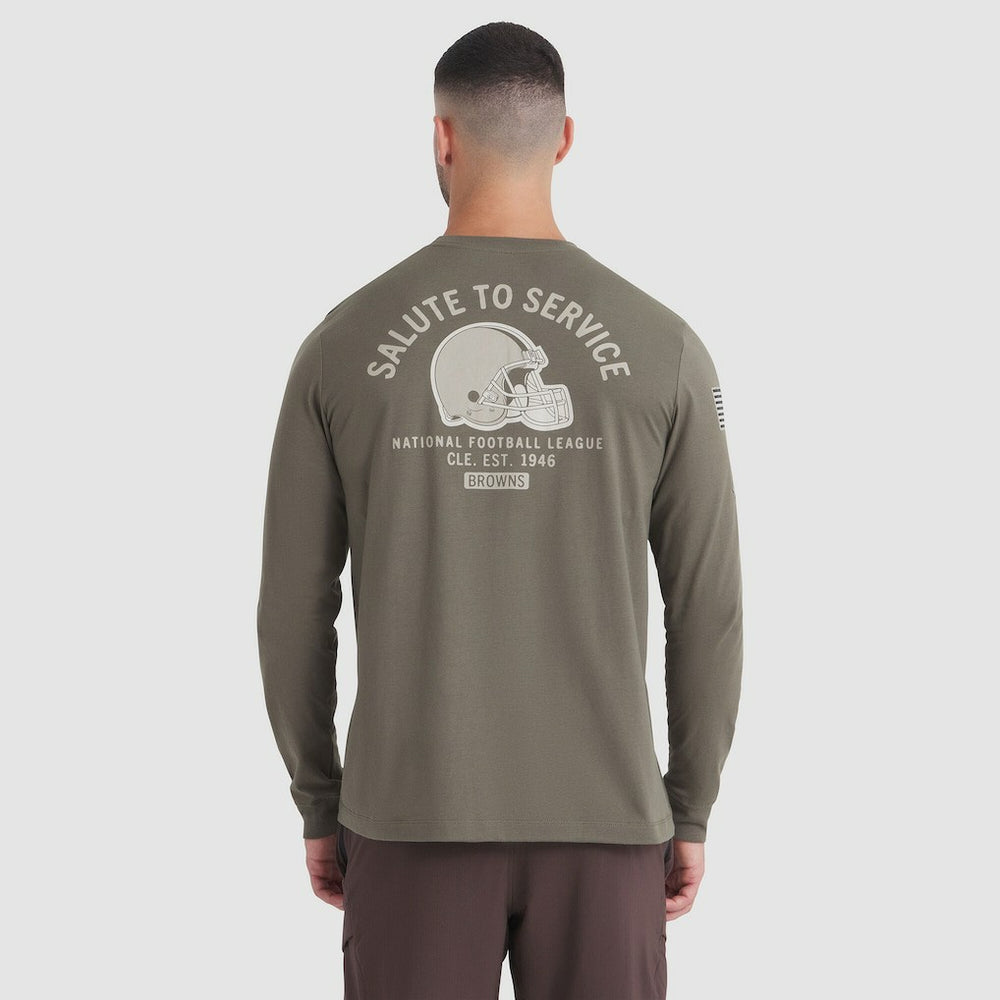 Cleveland Browns 2025 Salute to Service Sideline Long Sleeve T-Shirt Olive | Nike for Sale