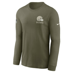 Cleveland Browns 2025 Salute to Service Sideline Long Sleeve T-Shirt Olive | Nike for Sale