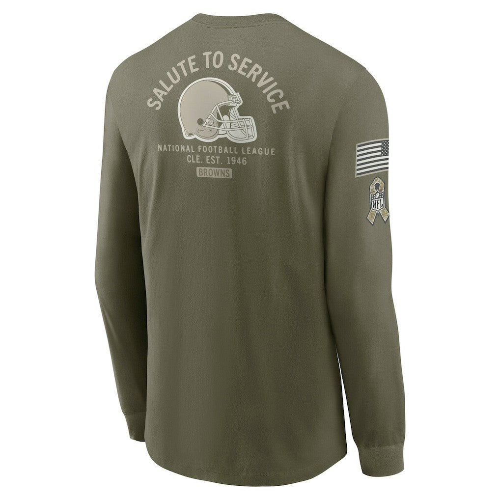 Cleveland Browns 2025 Salute to Service Sideline Long Sleeve T-Shirt Olive | Nike for Sale