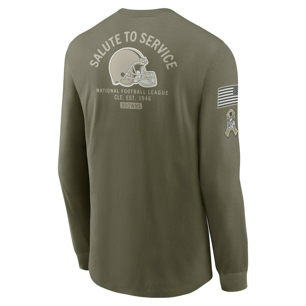 Cleveland Browns 2025 Salute to Service Sideline Long Sleeve T-Shirt Olive | Nike for Sale