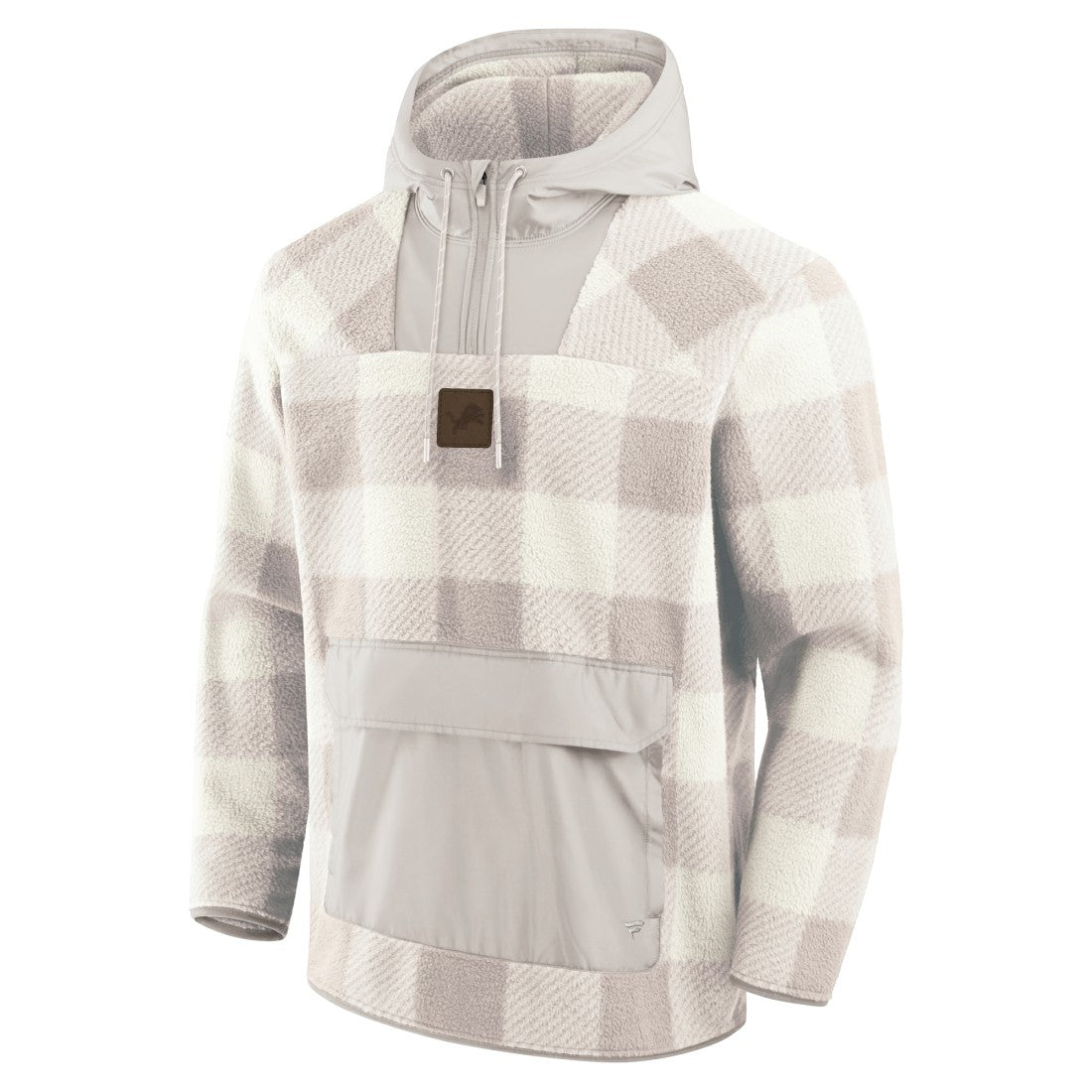 Detroit Lions Elements Plaid Polar Fleece Quarter-Zip Hoodie Gray | Fanatics