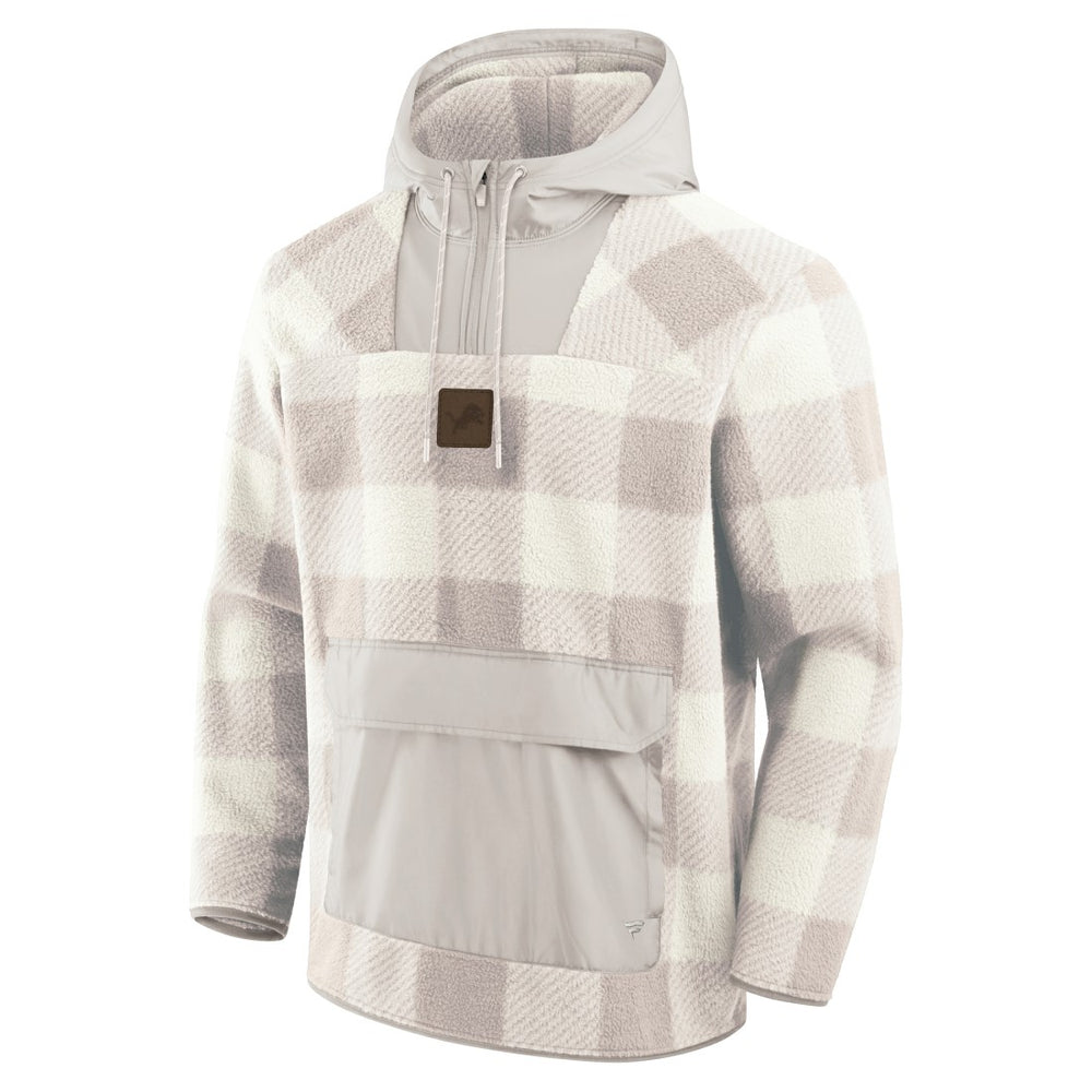Detroit Lions Elements Plaid Polar Fleece Quarter-Zip Hoodie Gray | Fanatics