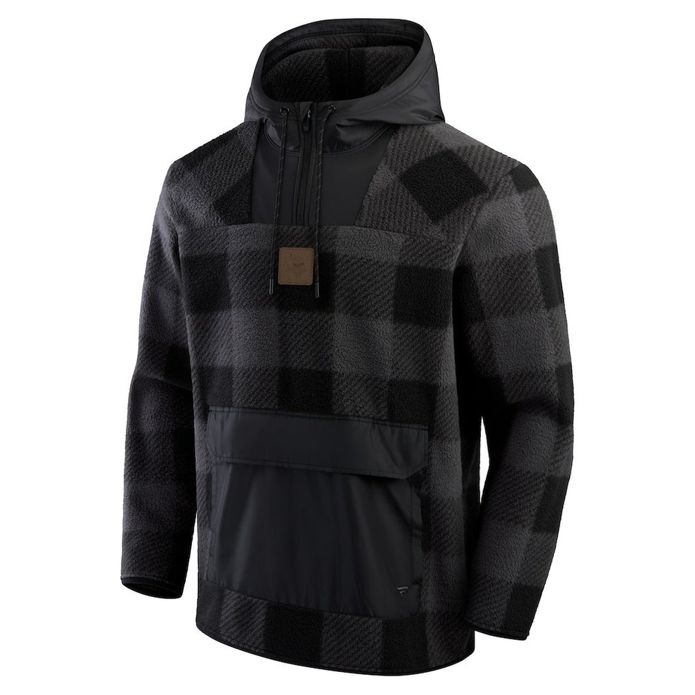 Minnesota Vikings Elements Plaid Polar Fleece Quarter-Zip Hoodie Black | Fanatics