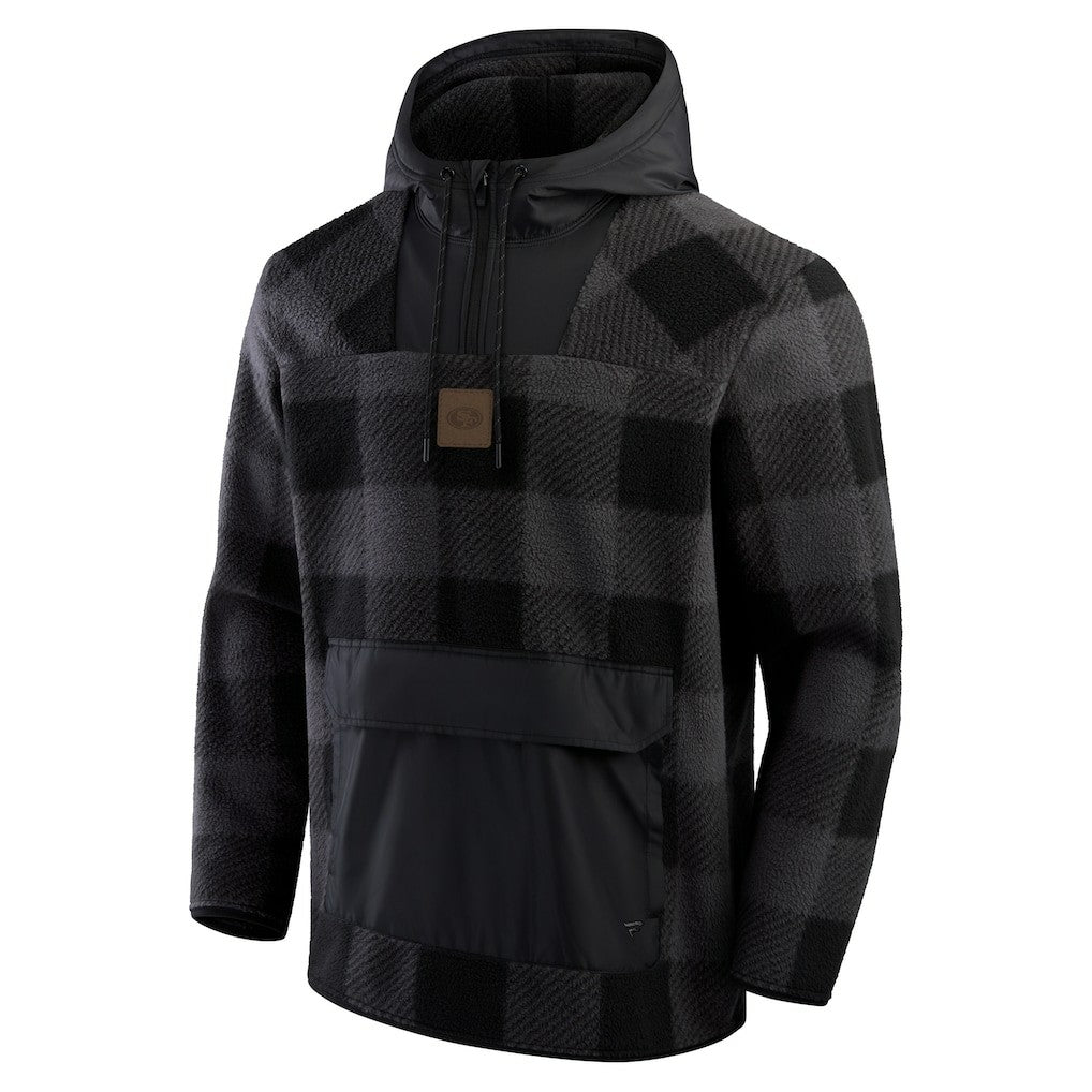San Francisco 49ers Elements Plaid Polar Fleece Quarter-Zip Hoodie Black | Fanatics