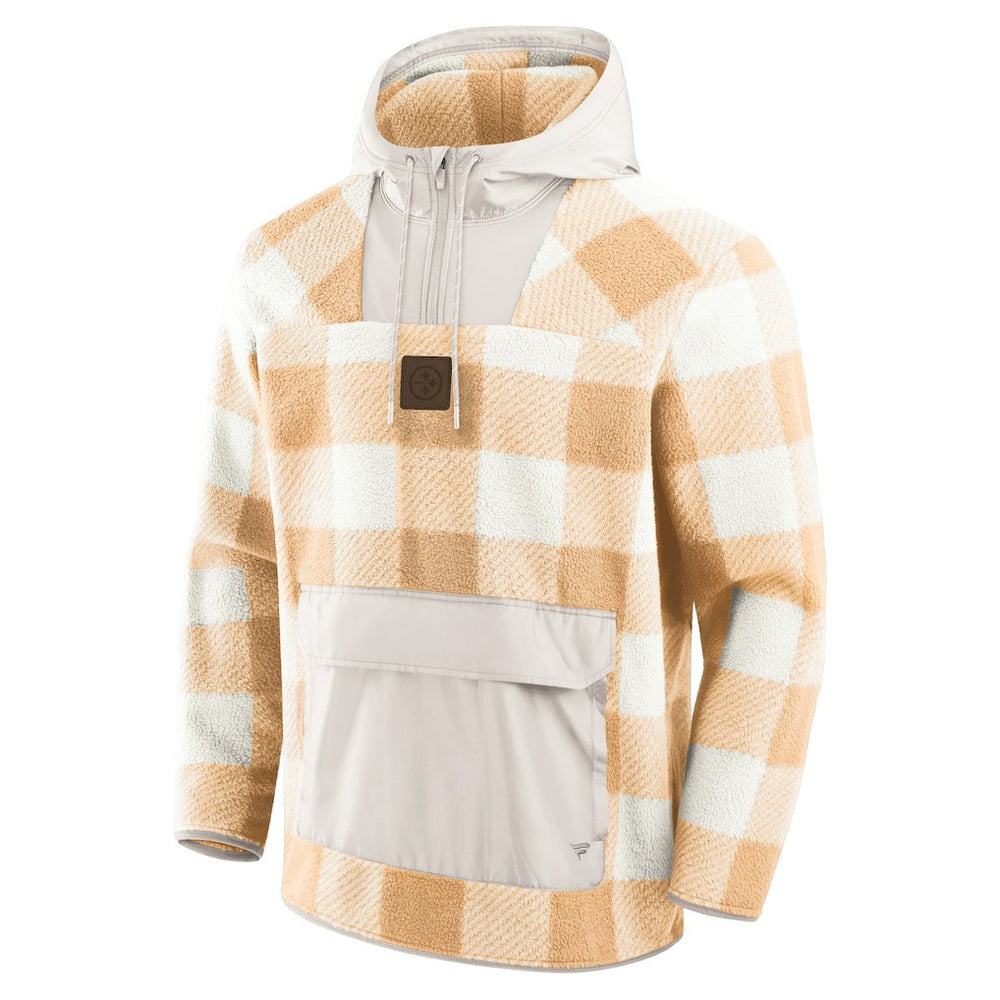 Pittsburgh Steelers Elements Plaid Polar Fleece Quarter-Zip Hoodie Tan | Fanatics