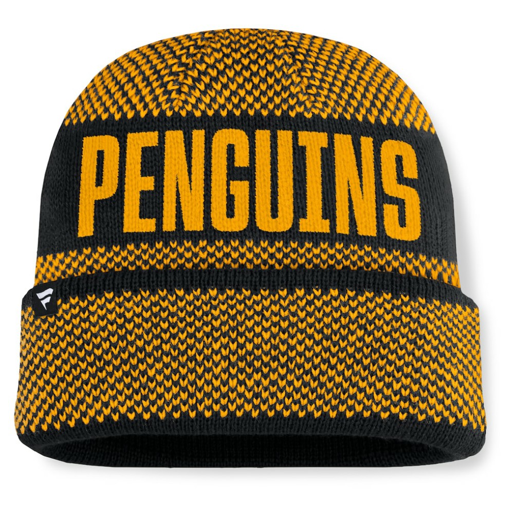 Pittsburgh Penguins Fanatics Fundamentals Shelter Cuffed Knit Hat - Black/Gold - NHL