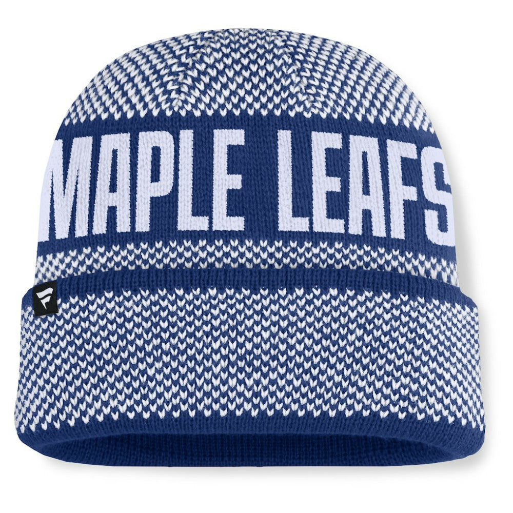 Toronto Maple Leafs Fanatics Fundamentals Shelter Cuffed Knit Hat - Blue/White - NHL