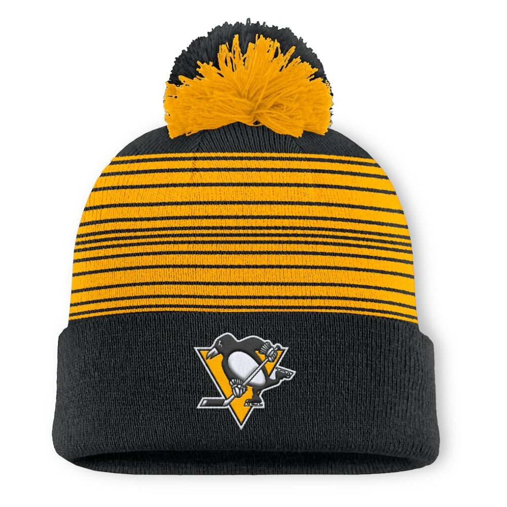 Pittsburgh Penguins Fanatics Fundamental Spirit Cuffed Pom Knit Hat - Black - NHL
