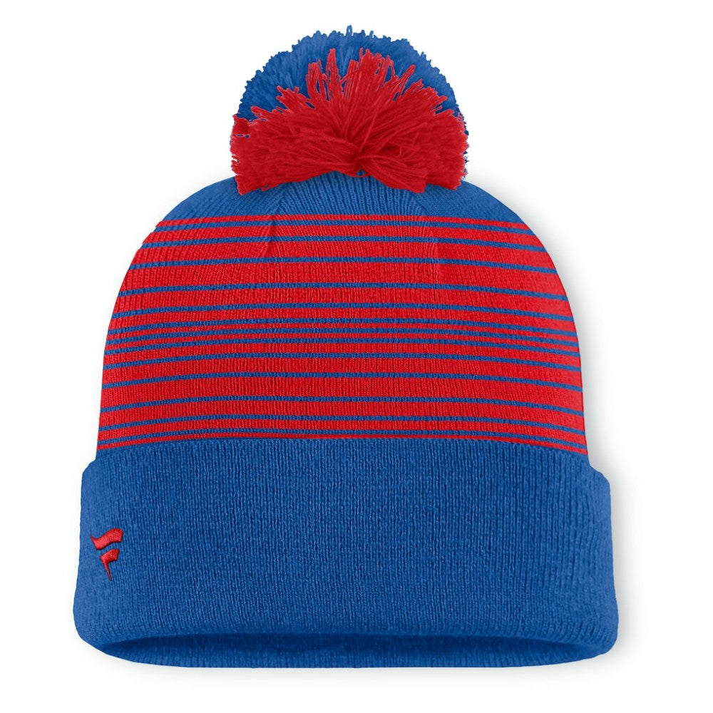 New York Rangers Fanatics Fundamental Spirit Cuffed Pom Knit Hat - Blue - NHL