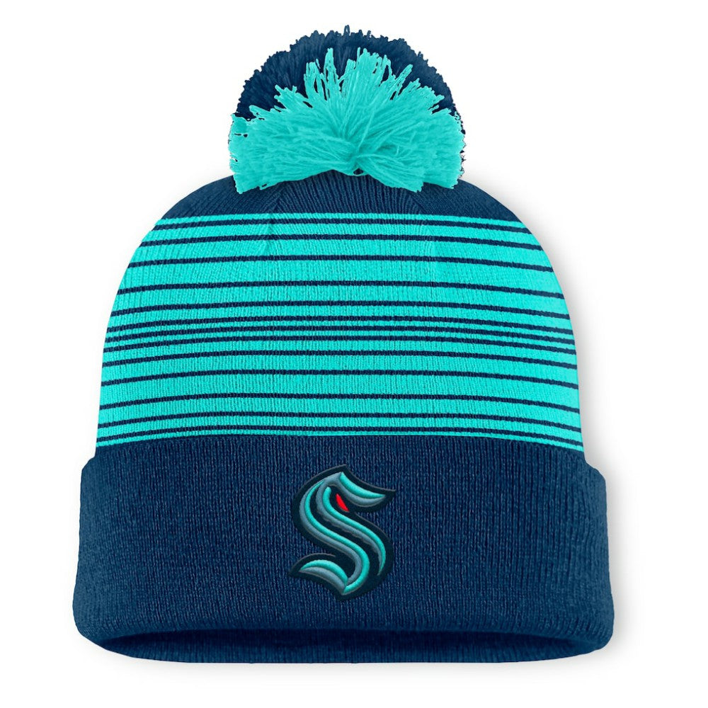 Seattle Kraken Fanatics Fundamental Spirit Cuffed Pom Knit Hat - Deep Sea Blue - NHL