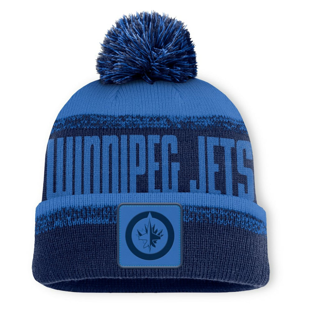 Winnipeg Jets Fanatics Fundamentals Thrive Cuffed Knit Hat with Pom - Navy/Blue - NHL