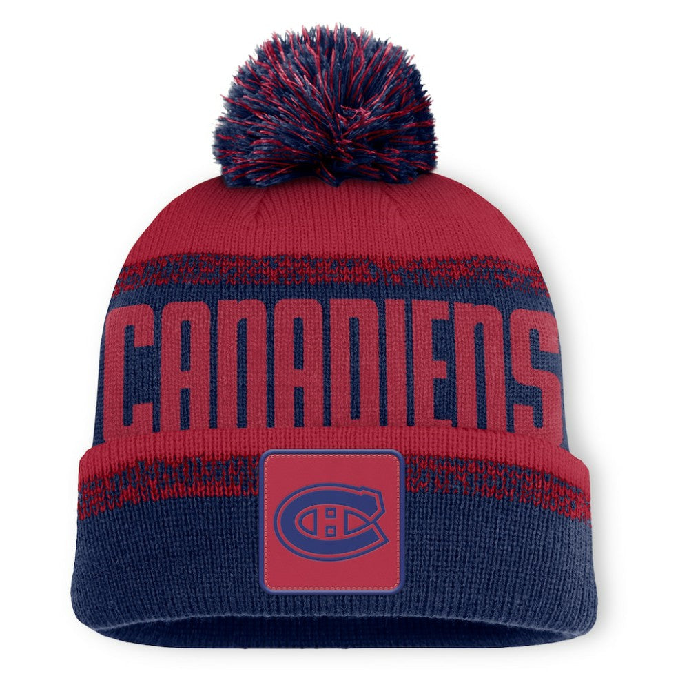 Montreal Canadiens Fanatics Fundamentals Thrive Cuffed Knit Hat with Pom - Navy/Red - NHL