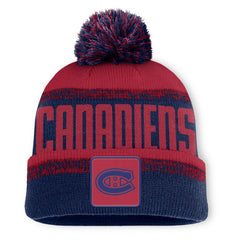 Montreal Canadiens Fanatics Fundamentals Thrive Cuffed Knit Hat with Pom - Navy/Red - NHL