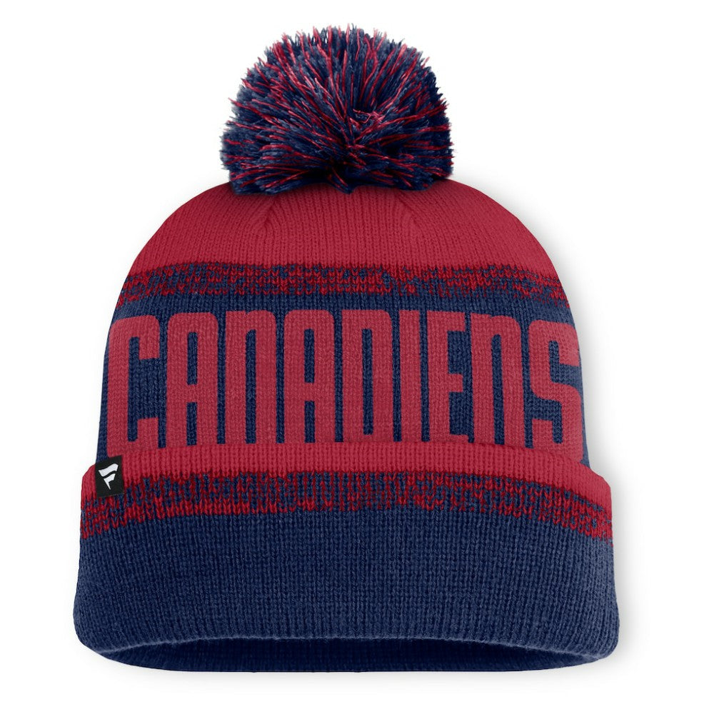 Montreal Canadiens Fanatics Fundamentals Thrive Cuffed Knit Hat with Pom - Navy/Red - NHL