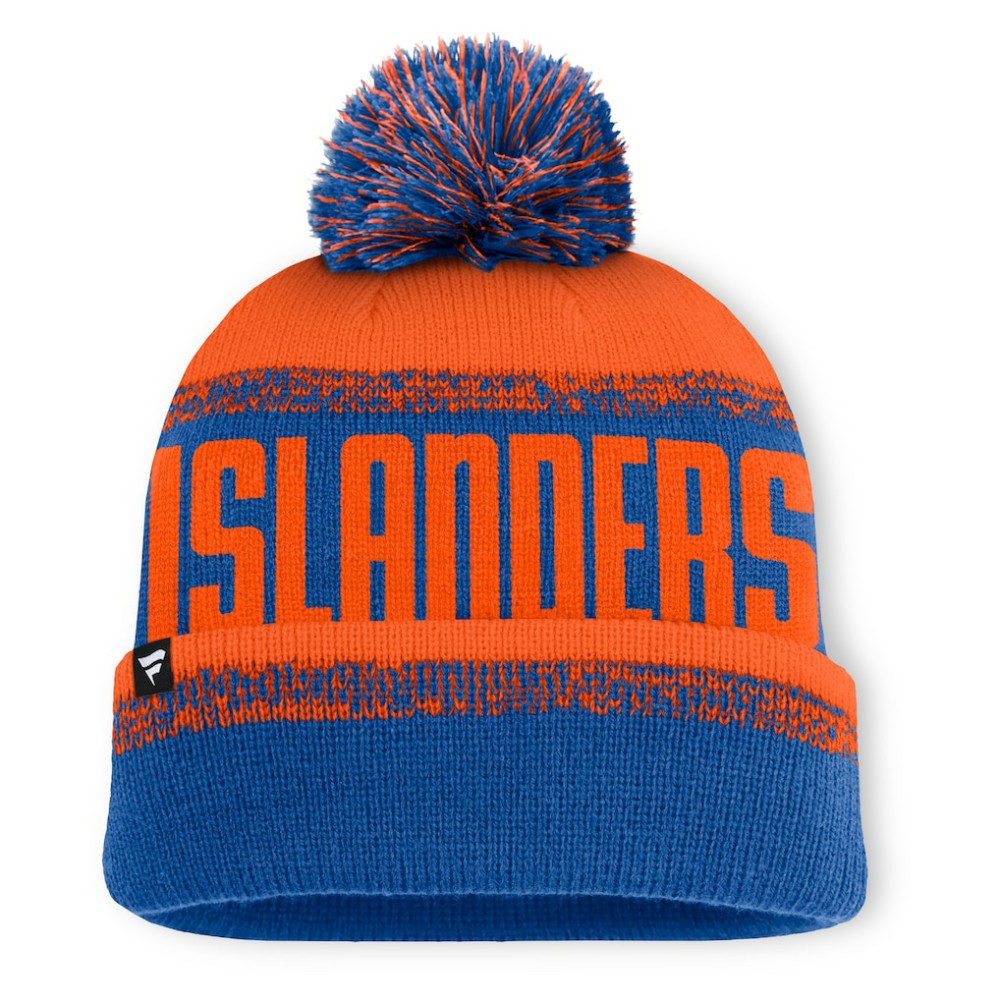 New York Islanders Fanatics Fundamentals Thrive Cuffed Knit Hat with Pom - Royal/Orange - NHL