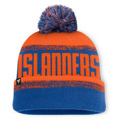 New York Islanders Fanatics Fundamentals Thrive Cuffed Knit Hat with Pom - Royal/Orange - NHL
