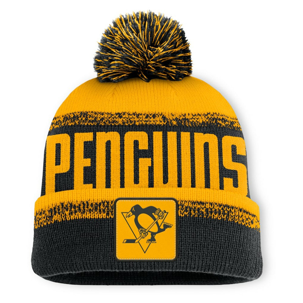 Pittsburgh Penguins Fanatics Fundamentals Thrive Cuffed Knit Hat with Pom - Black/Gold - NHL