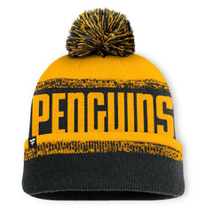 Pittsburgh Penguins Fanatics Fundamentals Thrive Cuffed Knit Hat with Pom - Black/Gold - NHL