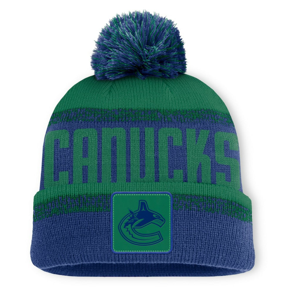 Vancouver Canucks Fanatics Fundamentals Thrive Cuffed Knit Hat with Pom - Blue/Green - NHL
