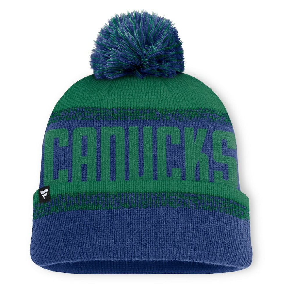 Vancouver Canucks Fanatics Fundamentals Thrive Cuffed Knit Hat with Pom - Blue/Green - NHL
