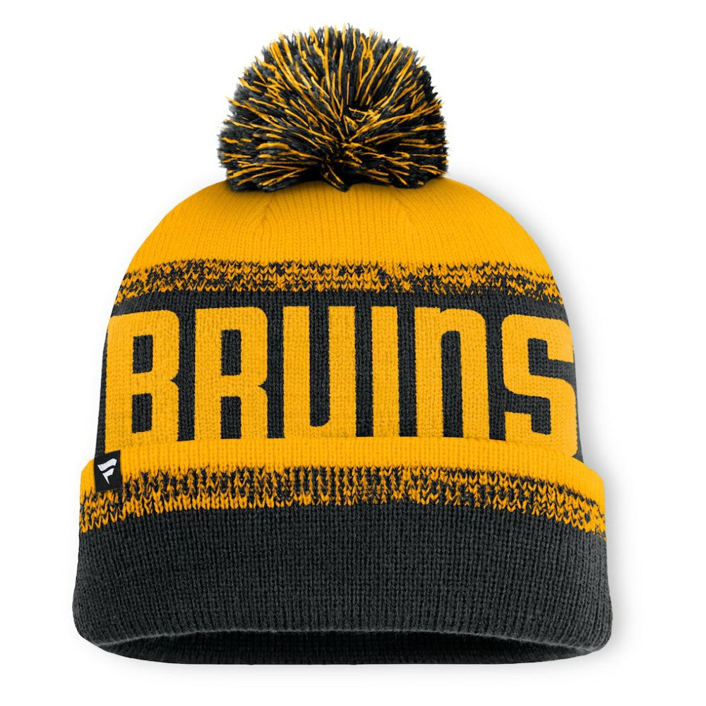 Boston Bruins Fanatics Fundamentals Thrive Cuffed Knit Hat with Pom - Black/Gold - NHL
