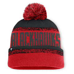 Chicago Blackhawks Fanatics Fundamentals Thrive Cuffed Knit Hat with Pom - Red/Black - NHL