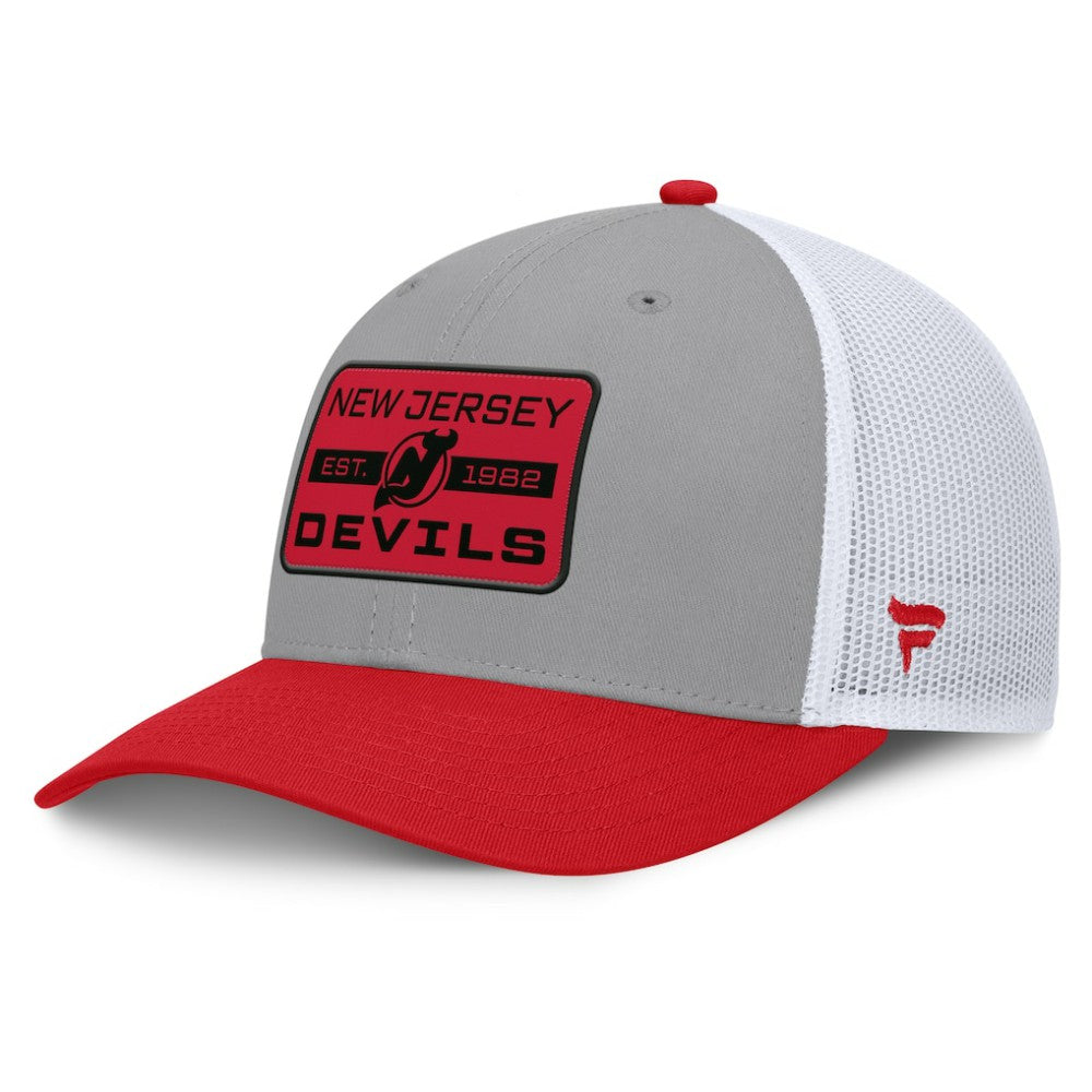 New Jersey Devils Fanatics Fundamental Adapt Trucker Adjustable Hat - Gray/Red - NHL