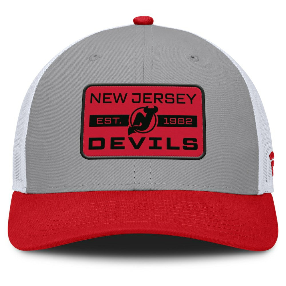 New Jersey Devils Fanatics Fundamental Adapt Trucker Adjustable Hat - Gray/Red - NHL