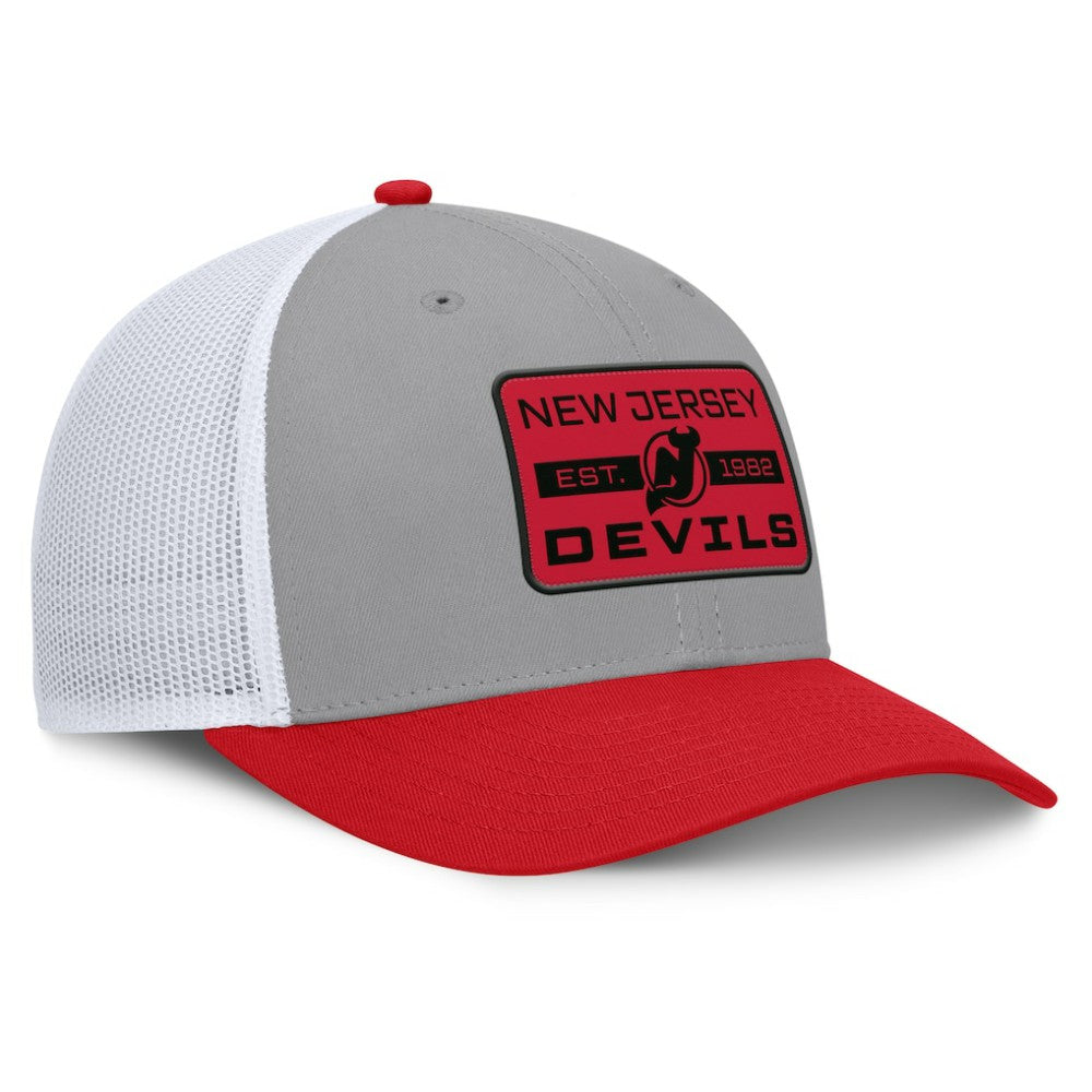 New Jersey Devils Fanatics Fundamental Adapt Trucker Adjustable Hat - Gray/Red - NHL