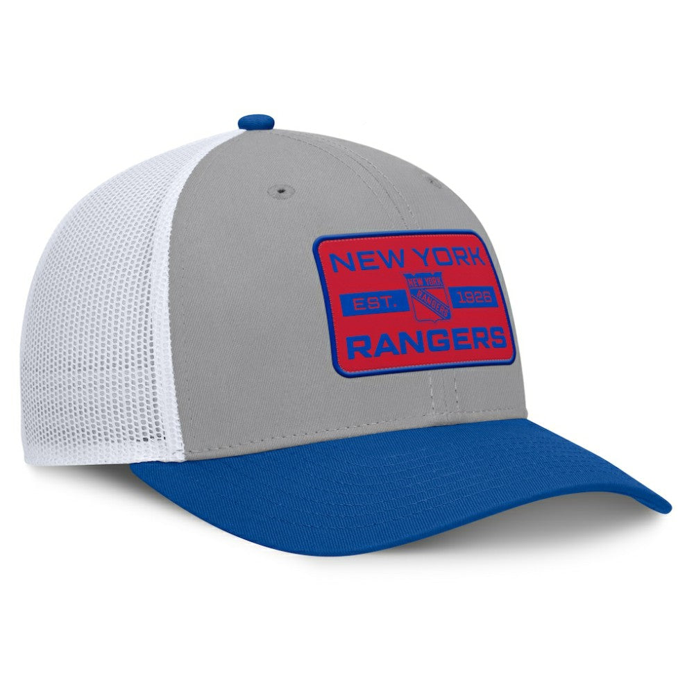 New York Rangers Fanatics Fundamental Adapt Trucker Adjustable Hat - Gray/Blue - NHL