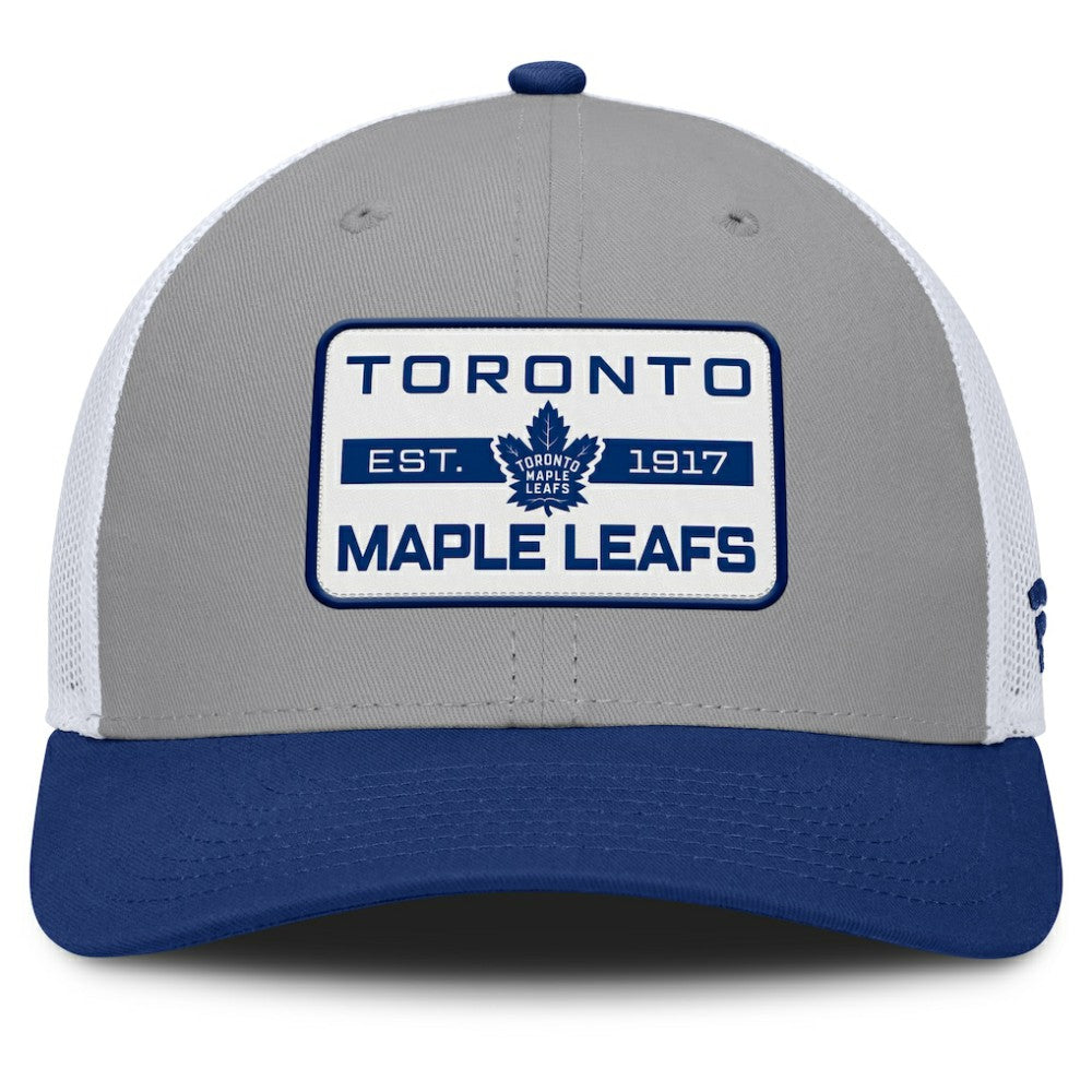 Toronto Maple Leafs Fanatics Fundamental Adapt Trucker Adjustable Hat - Gray/Blue - NHL