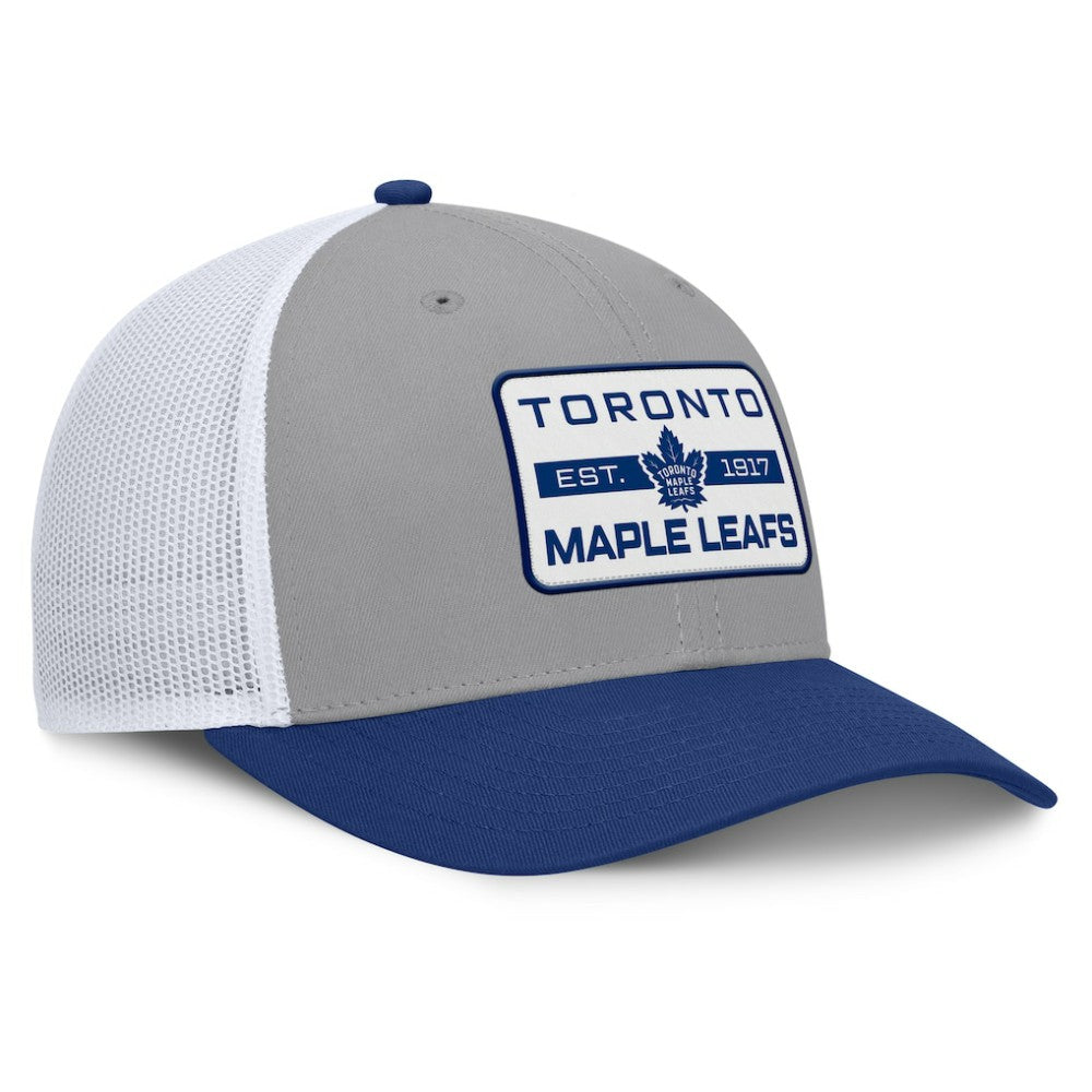 Toronto Maple Leafs Fanatics Fundamental Adapt Trucker Adjustable Hat - Gray/Blue - NHL