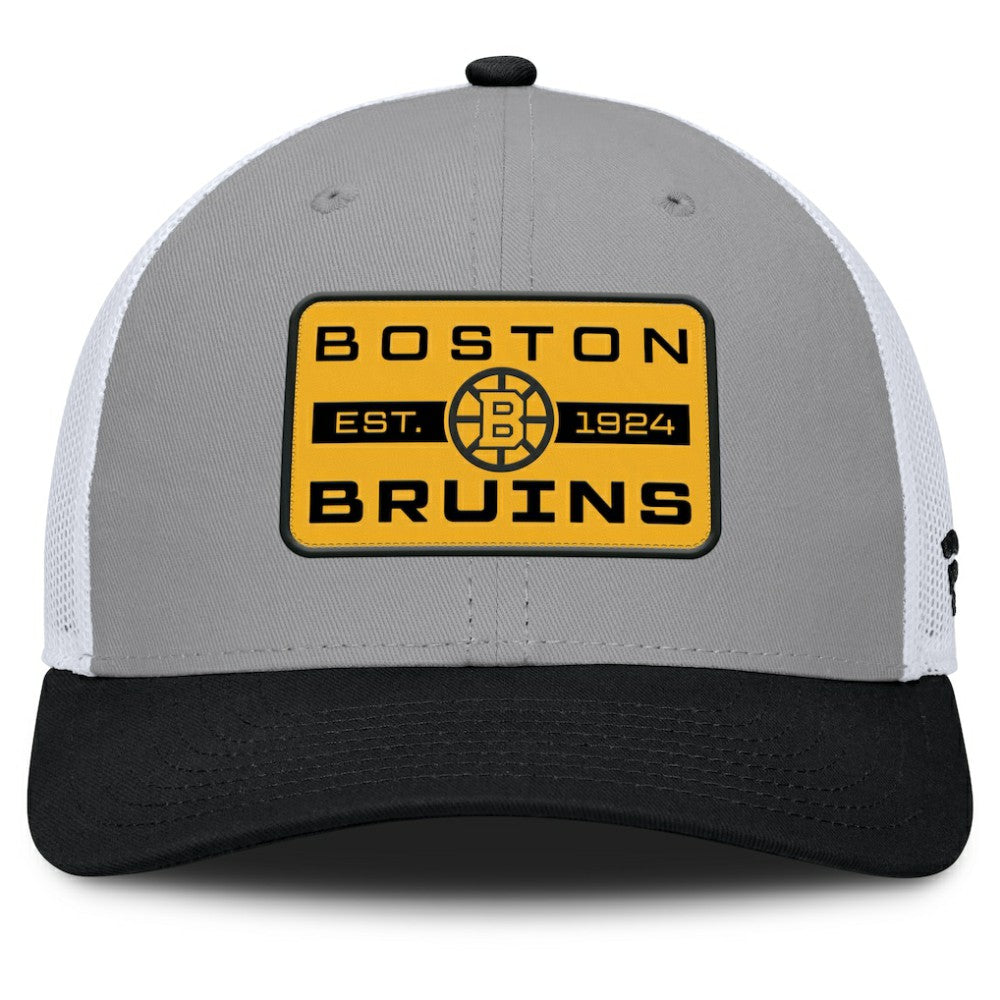 Boston Bruins Fanatics Fundamental Adapt Trucker Adjustable Hat - Gray/Black - NHL
