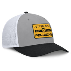 Pittsburgh Penguins Fanatics Fundamental Adapt Trucker Adjustable Hat - Gray/Black - NHL