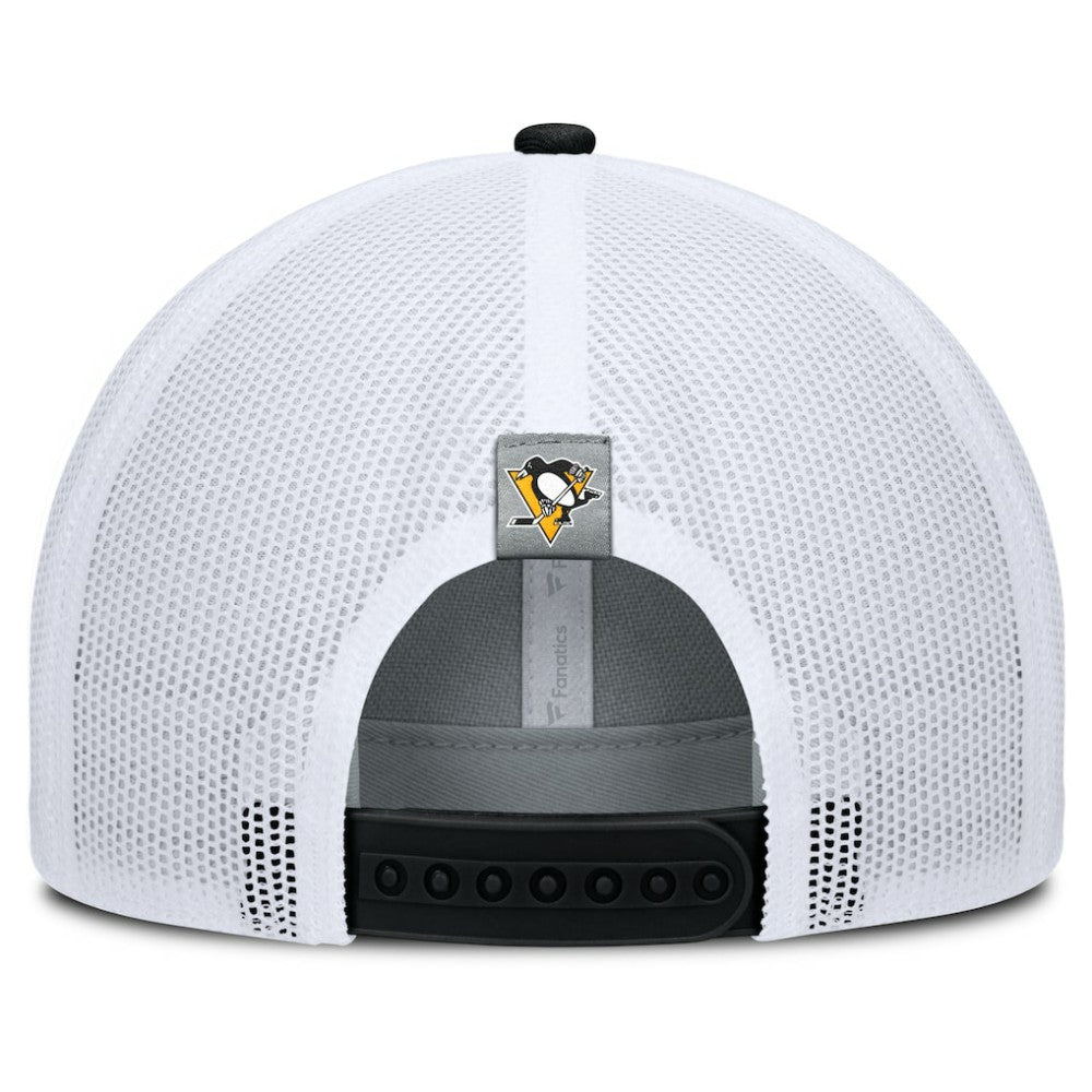 Pittsburgh Penguins Fanatics Fundamental Adapt Trucker Adjustable Hat - Gray/Black - NHL