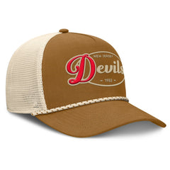 New Jersey Devils Fanatics Heritage Fetch A-Frame Trucker Adjustable Hat - Brown/Cream - NHL