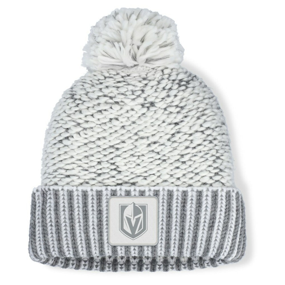Vegas Golden Knights Fanatics Women's Fundamental Mist Cuffed Knit Hat with Pom - White/Gray - NHL