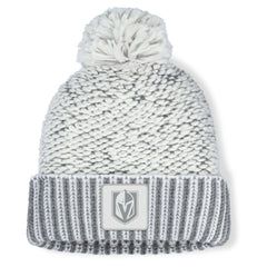 Vegas Golden Knights Fanatics Women's Fundamental Mist Cuffed Knit Hat with Pom - White/Gray - NHL