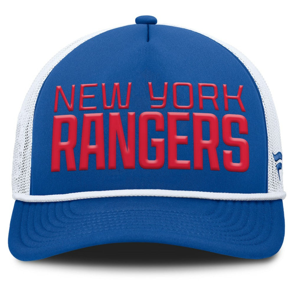 New York Rangers Fanatics Heritage Dutch A-Frame Trucker Adjustable Hat - Blue/White - NHL
