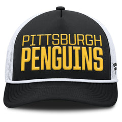Pittsburgh Penguins Fanatics Heritage Dutch A-Frame Trucker Adjustable Hat - Black/White - NHL