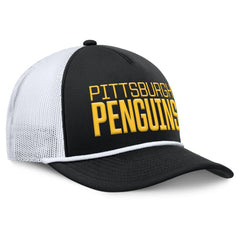 Pittsburgh Penguins Fanatics Heritage Dutch A-Frame Trucker Adjustable Hat - Black/White - NHL