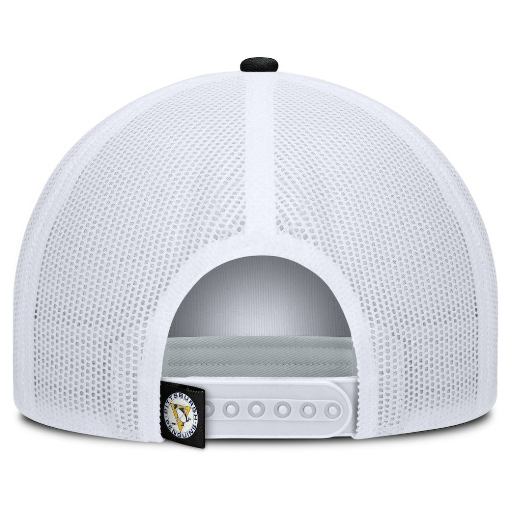 Pittsburgh Penguins Fanatics Heritage Dutch A-Frame Trucker Adjustable Hat - Black/White - NHL