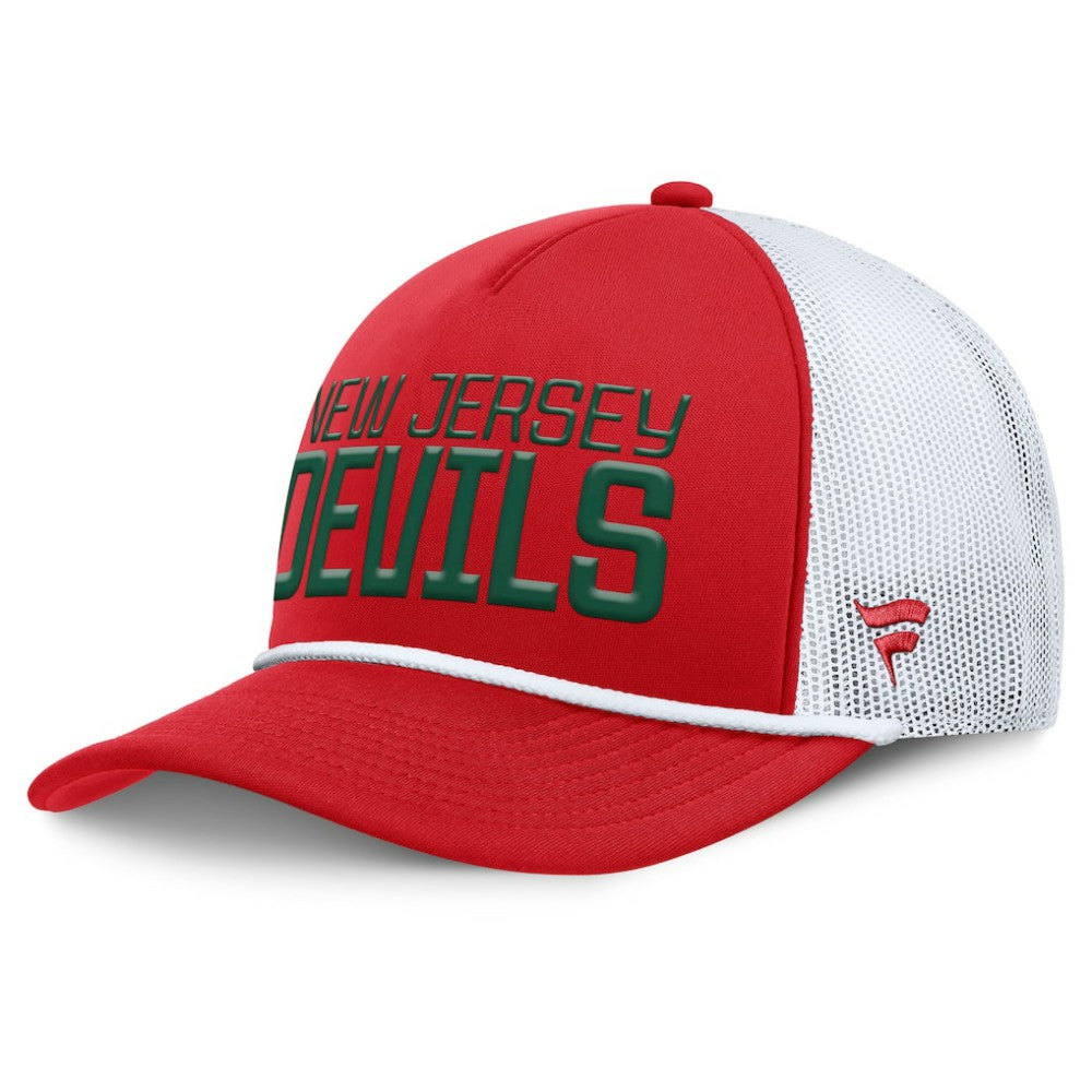 New Jersey Devils Fanatics Heritage Dutch A-Frame Trucker Adjustable Hat - Red/White - NHL